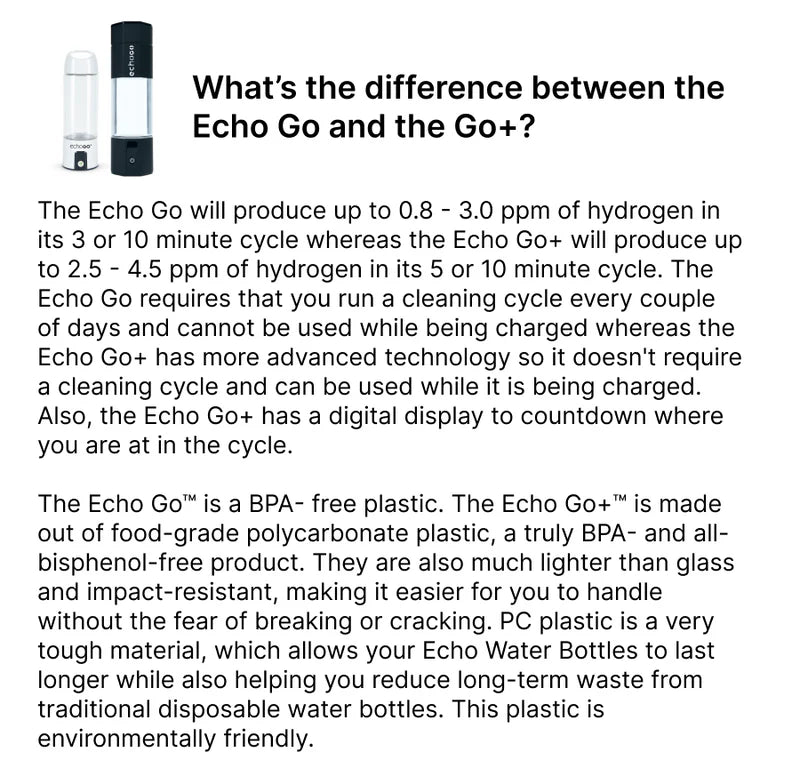 Echo Go+ Hydrogen Water Bottle